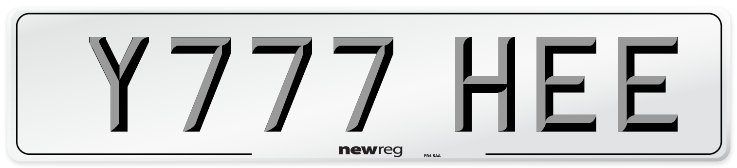 Y777 HEE Number Plate from New Reg